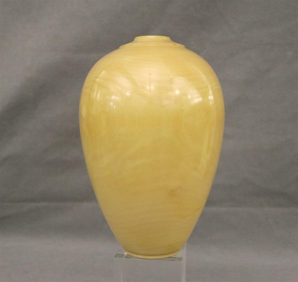 ALLEN RITZMAN (American b. 1952). Carved horse chestnut ovoid vase. Signed and dated 1995.: ALLEN RITZMAN (American b. 1952). Carved horse chestnut ovoid vase. Signed and dated 1995. - H: 10 ½".