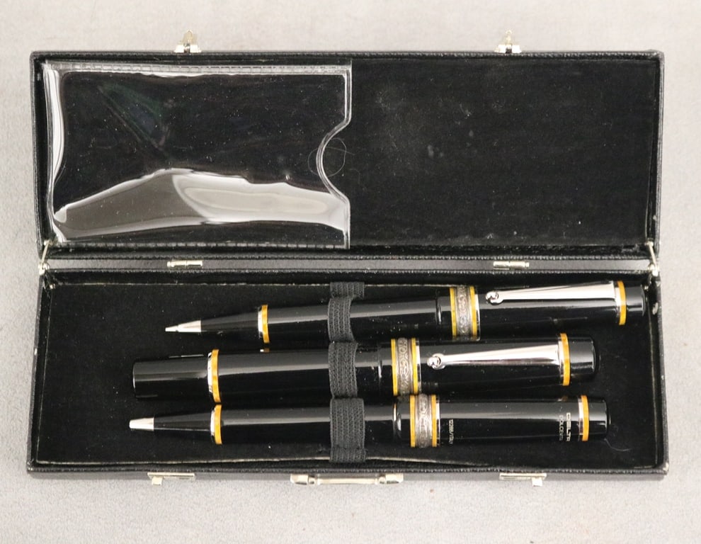 THREE DELTA SOIREE WRITING INSTRUMENTS: ROLLER BALL PEN, BALL POINT PEN, AND MECHANICAL PENCIL, (1 of 3)