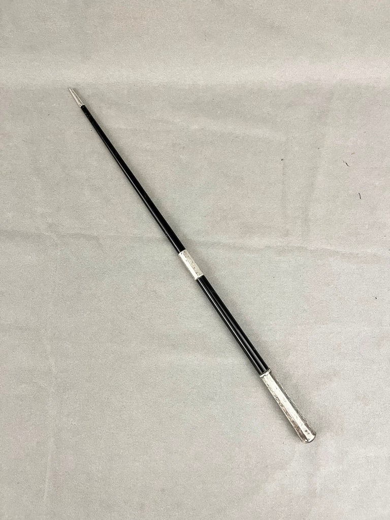 ENGLISH SILVER-MOUNTED EBONIZED ORCHESTRA CONDUCTOR'S BATON, - L: 21 in. (1 of 5)