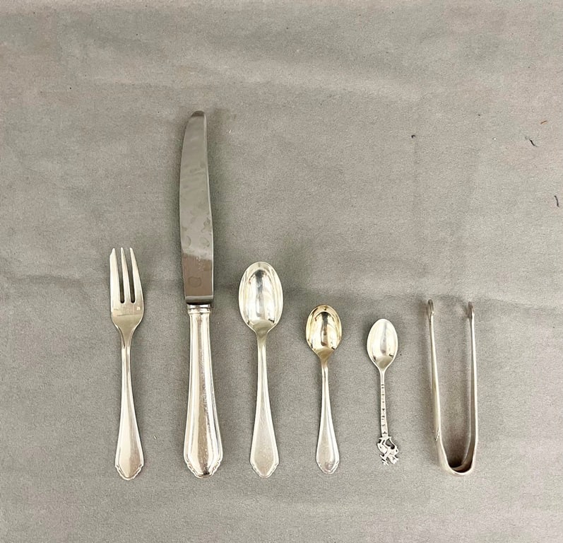 147-PIECE SERVICE FRENCH HEAVY SILVER-PLATED FLATWARE, Marked "Frionnet Francois". (1 of 15)