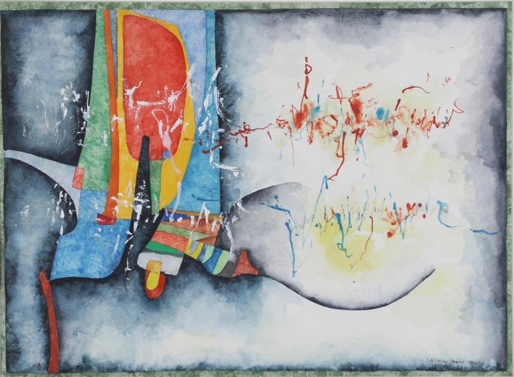 ALBERT ALCALAY (American, 1917 - 2008). Writing on the Wall, 1995, Gouche and watercolor on paper. (1 of 7)