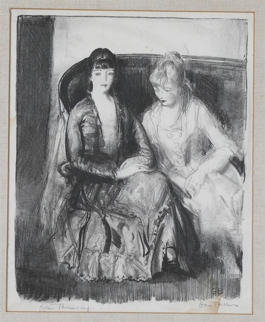 GEORGE BELLOWS (American, 1882-1925). Emma and Marjorie on Sofa, 1921, Lithograph on paper. Plate (1 of 8)