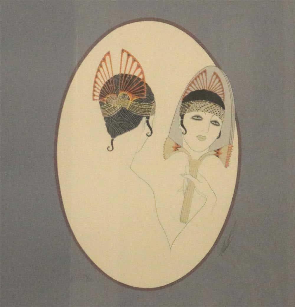 ERTE, ROMAIN DE TIRTOFF (Russian / French, 1892-1990). Flapper Girl Looking into Mirror, circa 1982, (1 of 14)
