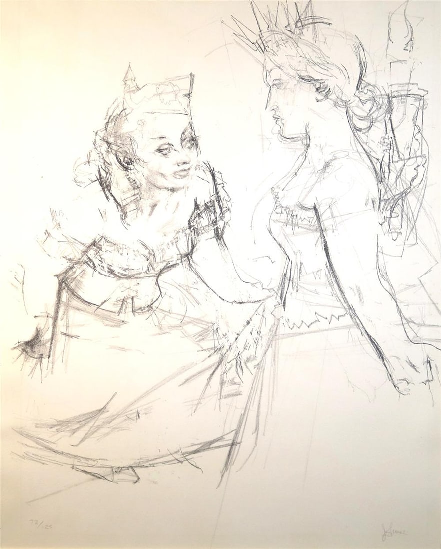 JACK LEVINE (American, 1915-2010). Marianne and the Goddess of Liberty, 1967, Limited edition: JACK LEVINE (American, 1915-2010). Marianne and the Goddess of Liberty, 1967, Limited edition lithograph on Arches paper numbered 72 of an edition of 125. Pencil signed and numbered at base. Printed b