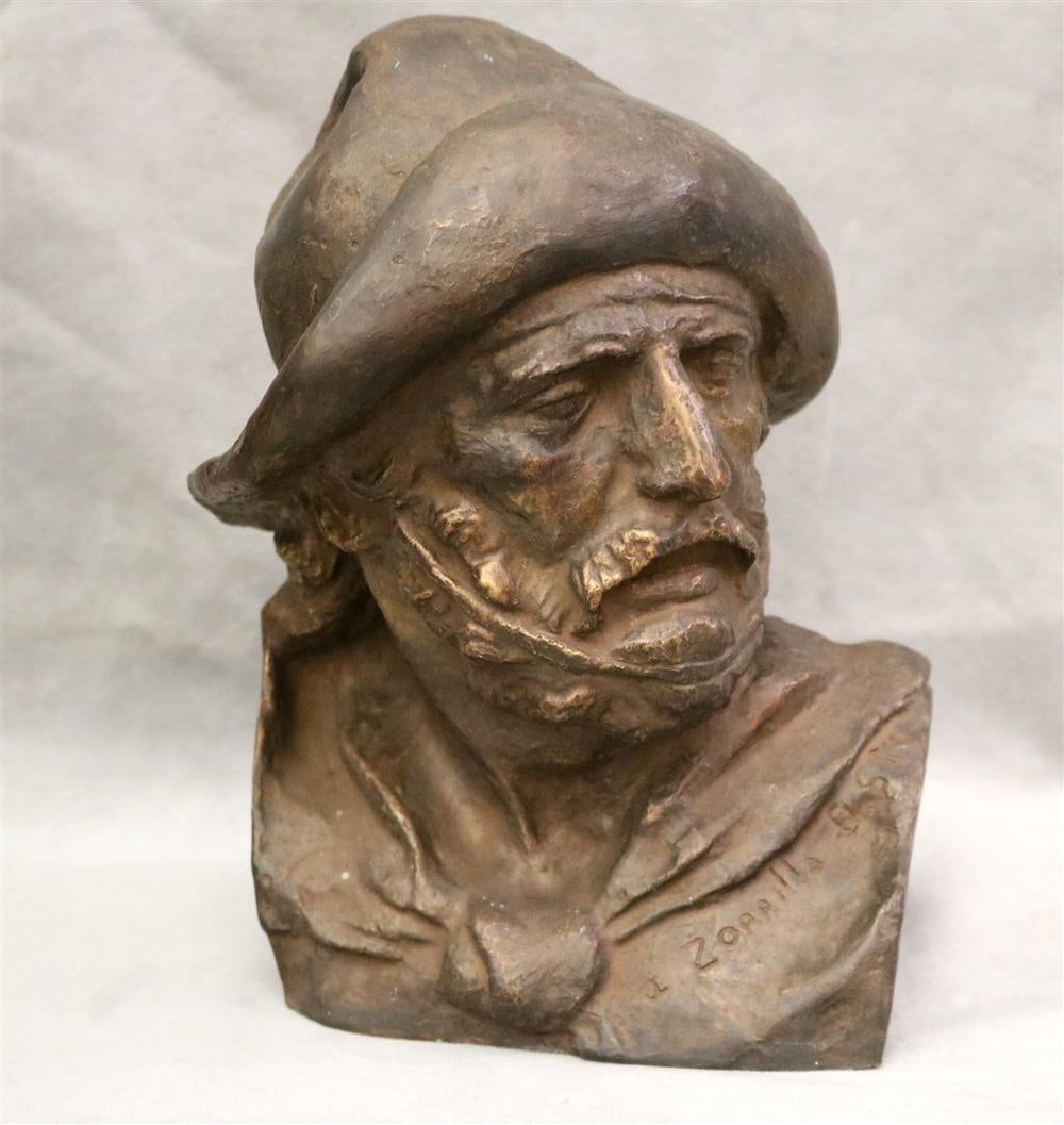 AFTER JOSE LUIS ZORILLA DE SAN MARTIN (Uruguayan, 1891-1975). Cabeza de Gaucho, Patinated bronze (1 of 7)