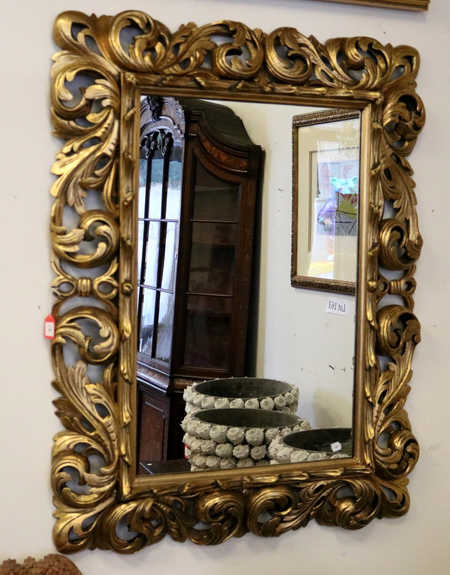 CONTINENTAL CARVED AND GILT-WOOD FLORENTINE RECTANGULAR MIRROR IN THE FLORENTINE TASTE, 19th (1 of 15)