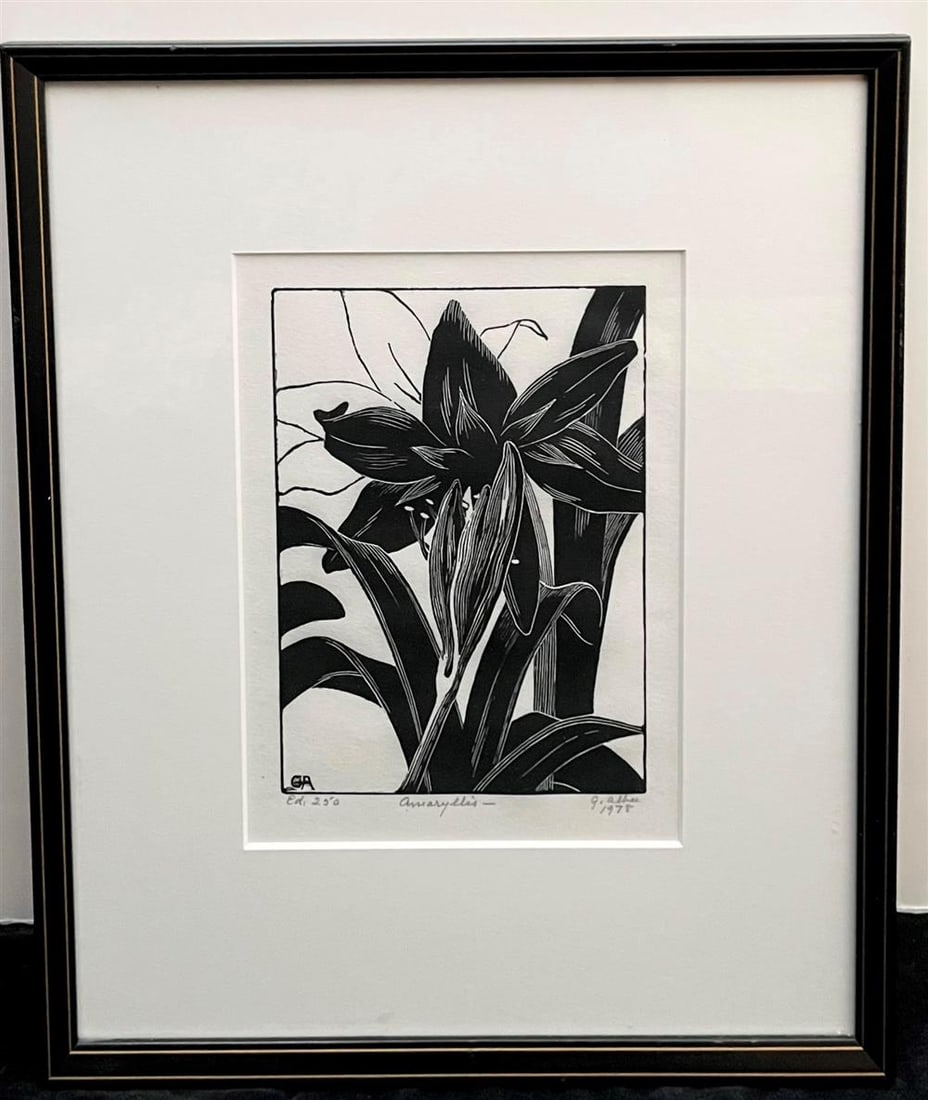 GRACE ARNOLD ALBEE (American, 1890-1985). Amaryllis, 1978, Wood engraving. Edition of 250. Pencil (1 of 6)