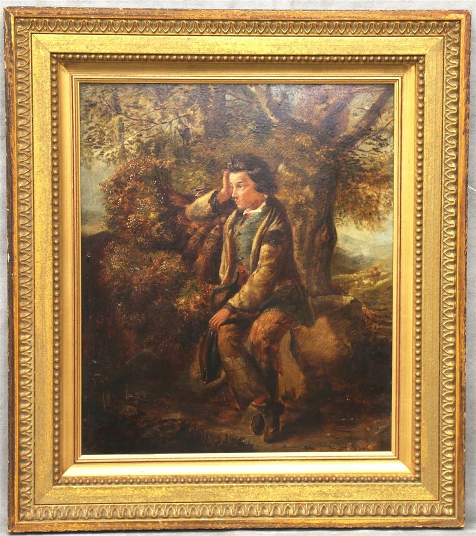 NORTHERN CONTINENTAL SCHOOL (Late 19th century). The Boy in Deep Thought, Oil on board. Unsigned. (1 of 5)