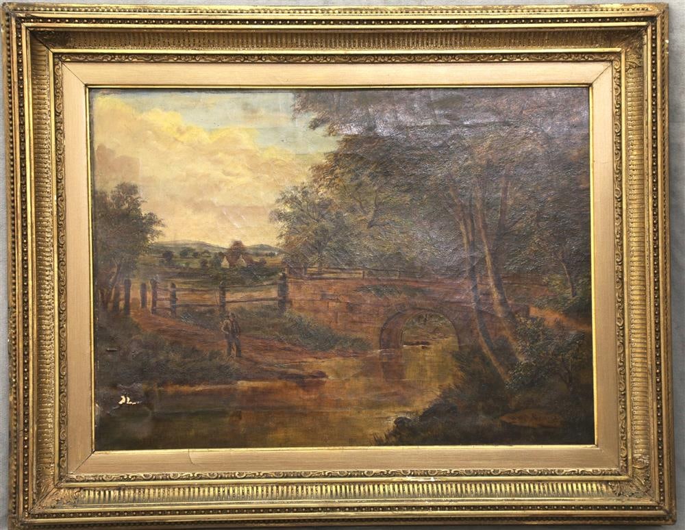 ENGLISH SCHOOL (Late 19th century). Fishing in Late September, (for restoration). Oil on canvas. (1 of 7)