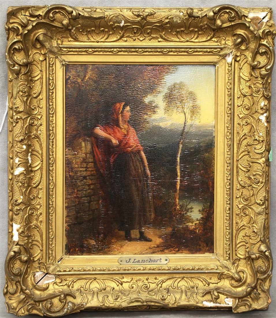 ENGLISH SCHOOL (Late 19th century). Lady with Red Shawl, Oil on board. Unsigned. Framed.: ENGLISH SCHOOL (Late 19th century). Lady with Red Shawl, Oil on board. Unsigned. Framed. - Sight: 11 1/2 x 9 in; Frame: 18 1/2 x 16 in