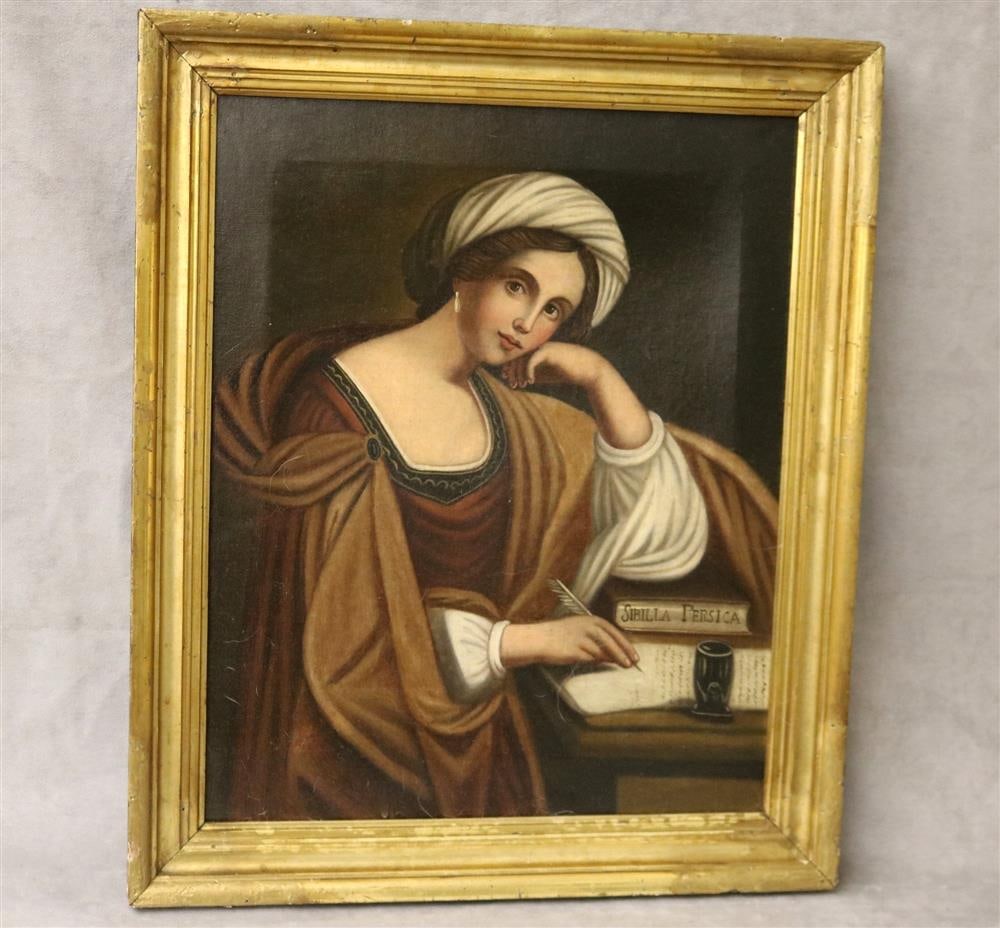 FOLLOWER OF GUERCINO (Italian, 17th century). The Persian Sibyl, 19th century oil on canvas artwork. (1 of 20)
