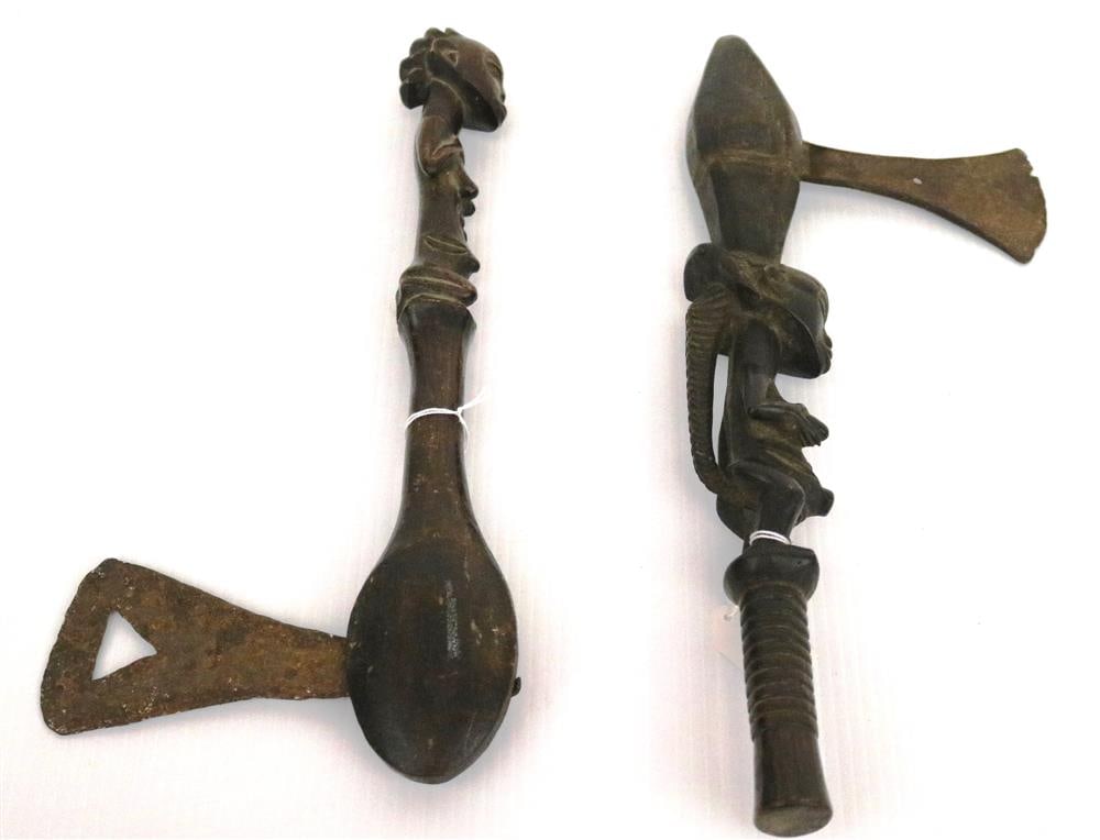 TWO CONGOLESE LUBA PEOPLES ADZES, 20th century. (1 of 15)