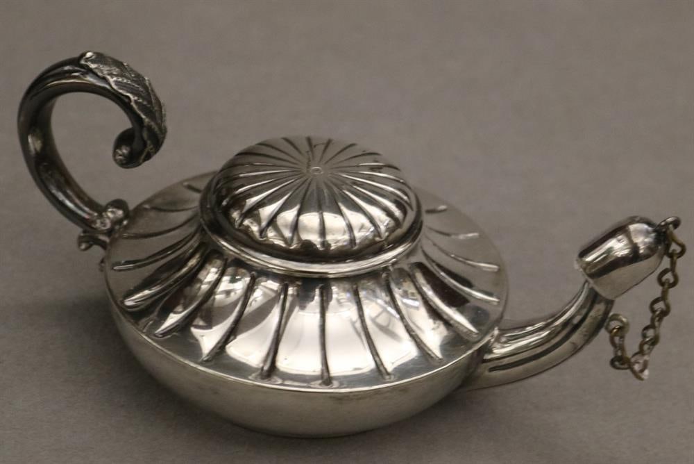 TIFFANY & CO. SILVER-PLATED ALADDIN LAMP-FORM CIGAR LIGHTER. late19th-early 20th century. - Overall, (1 of 4)