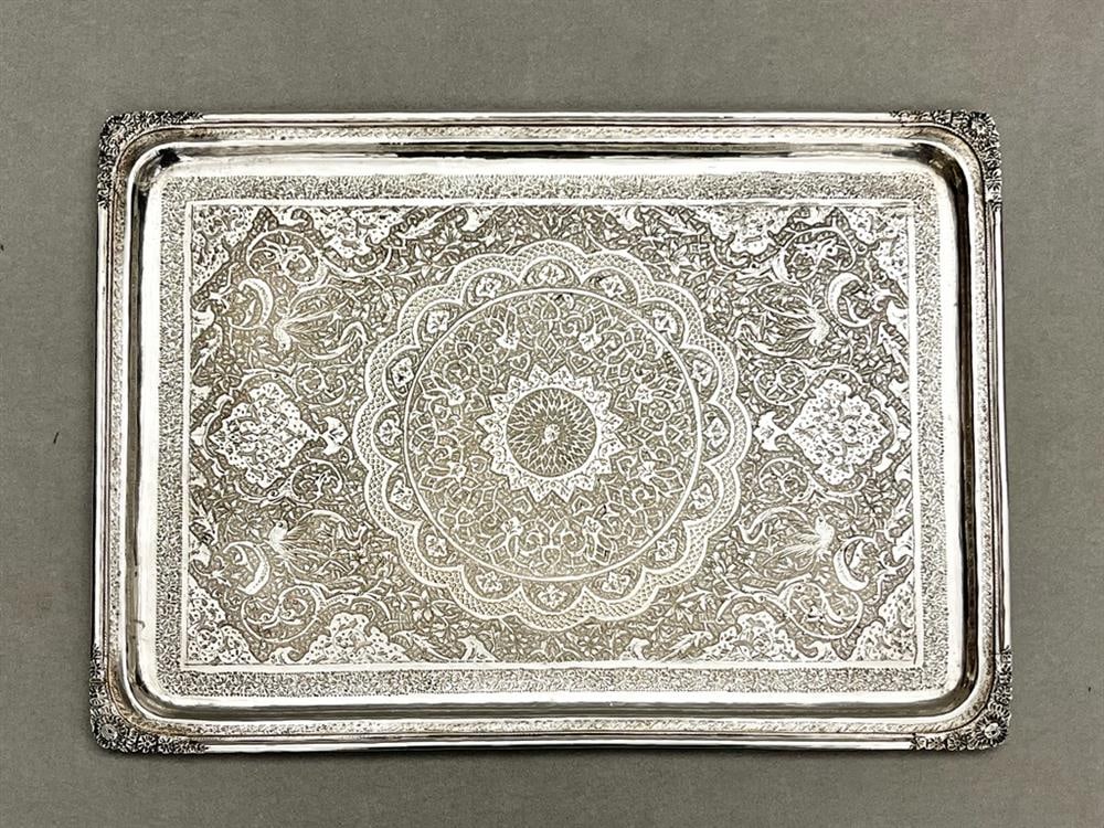 PERSIAN SILVER (84-FINE) RECTANGULAR SERVING TRAY. - 10 in. x 13 7/8 in.  Wt. 25.8 troy oz. (1 of 4)