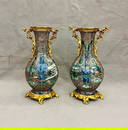 PAIR EARLY 18TH CENTURY CHINESE FAMILLE VERTE PORCELAIN VASES WITH LOUIS XV ORMOLU MOUNTS, CIRCA