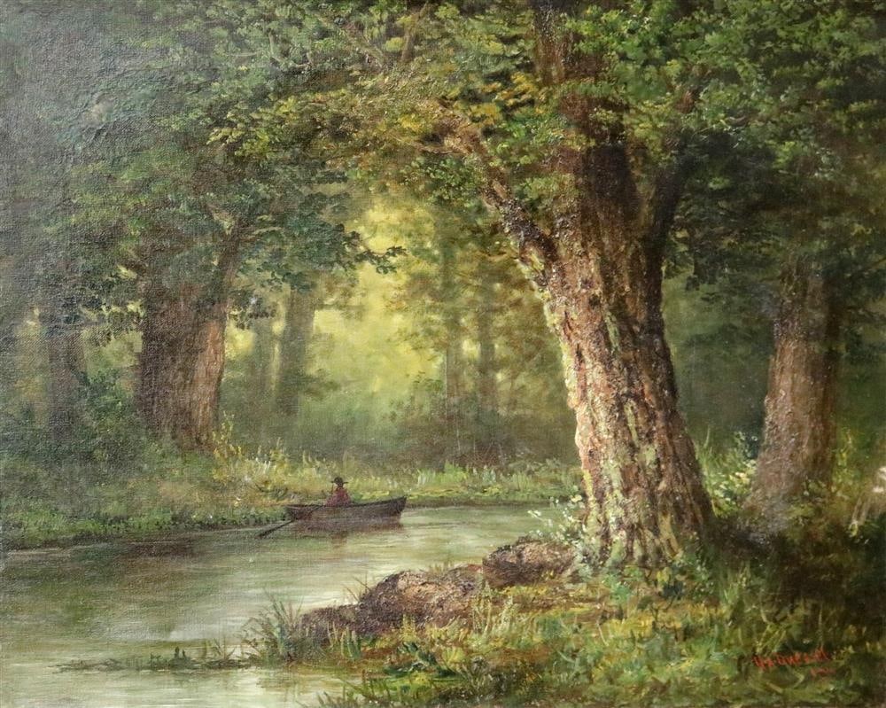 HENRY DUESSEL (American, 1858 - 1919). Fisherman with a Black Hat, Oil on canvas. Signed lower right (1 of 17)