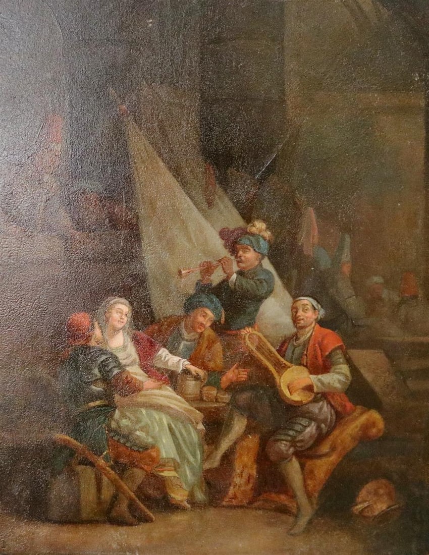 CONTINENTAL SCHOOL (18th century). The Tuskish Trumpet Player, Oil on board. Unsigned. Unframed. (1 of 17)