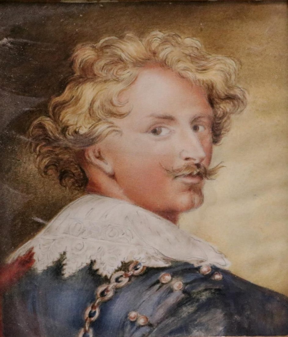 NORTHERN EUROPEAN SCHOOL (19th century). Portrait of Sir Anthony Van Dyck, Gouache and watercolor on (1 of 15)