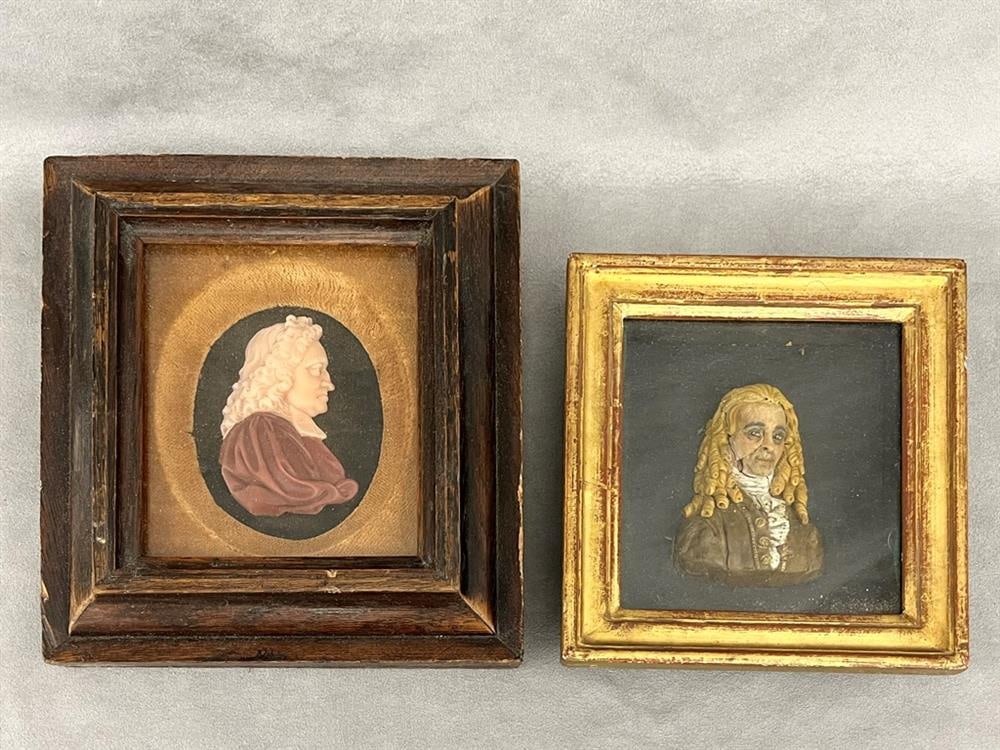 TWO ENGLISH WAX CAMEO BUST PORTRAITS, 18th-19th century. (1 of 5)
