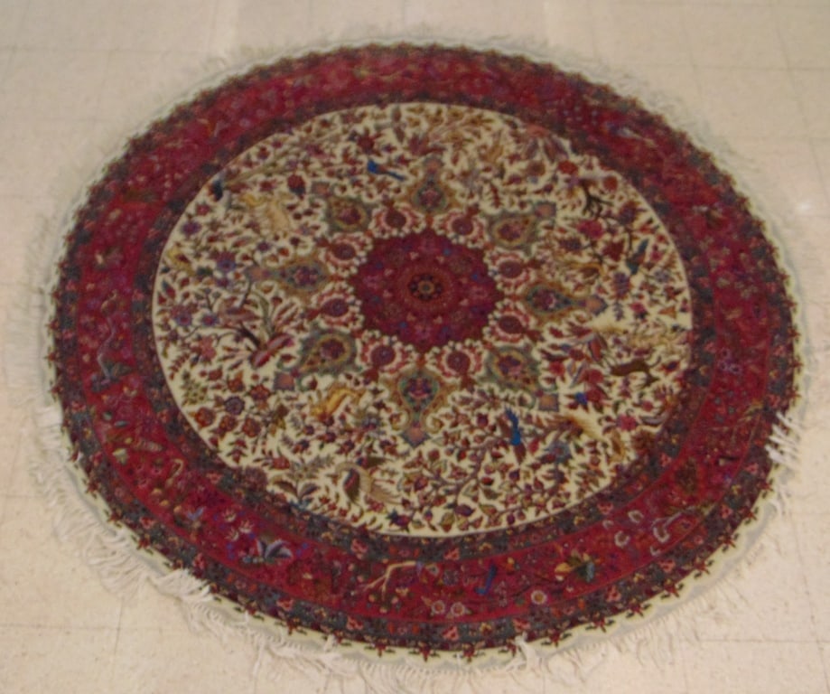 CIRCULAR TABRIZ SILK AND WOOL RUG, - D: app. 6 ft. 9 in. (1 of 8)
