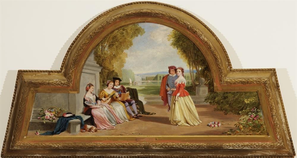 JOHN DAWSON WATSON (English, 1832 - 1892). In the Garden, 1867, Signed and dated "J.D.W. 1867." Oil (1 of 6)