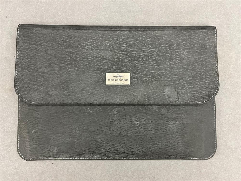 CONCORDE AIR FRANCE GRAY TRAVEL PORTFOLIO WITH MENU AND FLIGHT MAGAZINES. - 10 in. x 14 1/2 in.: CONCORDE AIR FRANCE GRAY TRAVEL PORTFOLIO WITH MENU AND FLIGHT MAGAZINES. - 10 in. x 14 1/2 in.