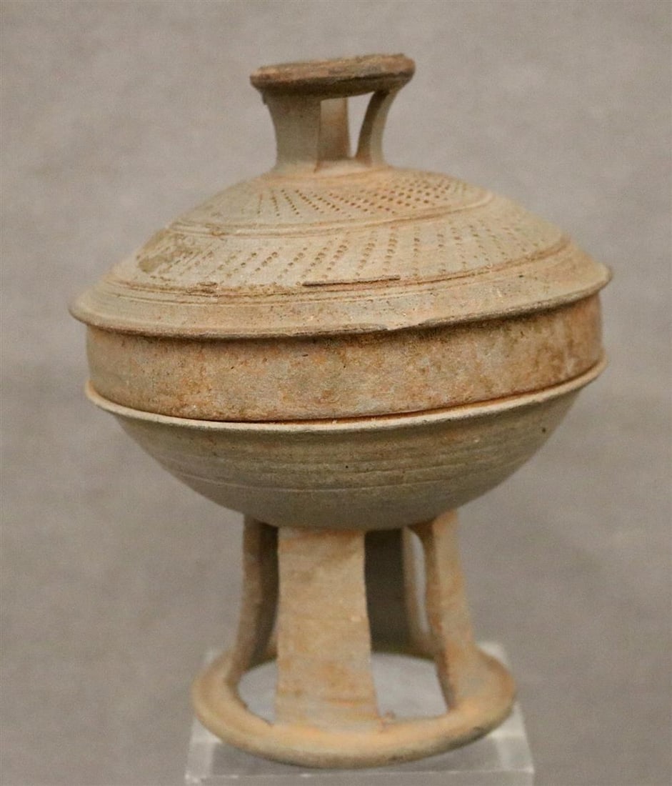 KOREAN SILLA LIDDED POTTERY BOWL, - height: 6.5 inches. (1 of 20)