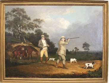 CIRCLE OF ABRAHAM COOPER, R.A. (English, 1787-1868). Gentleman Shooting Partridge, with Pointers in