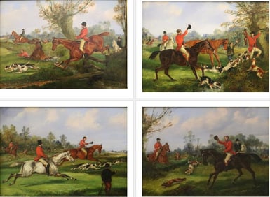 SAMUEL HENRY GORDON ALKEN (British, 1810-1894). Four Works: Four Hunting Scenes. Oil on board. Each