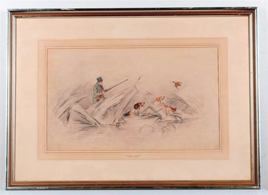 ATTRIBUTED TO SAMUEL ALKEN JR (British, 1784-1825). Duck Hunting, Drawing with colors on paper.