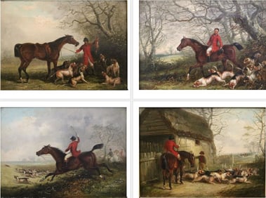 THOMAS SMYTHE (English, 1825 - 1906). Four Works: Hunting Scenes, Oil on canvas. Framed.