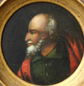 ITALIAN SCHOOL (19th century or earlier). Bearded Man wearing a Green Shirt, Oil on board. Unsigned.