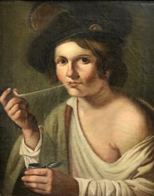 ITALIAN SCHOOL (18th/19th century). Portrait Of Young Man With A Pipe, Alternative title: "Portrait