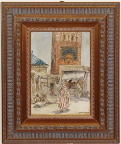 GABRIEL ROUSSEAU (French, 19/20th century). Ben Salah Mosque, Marrakech, Signed Gabriel - Rousseau