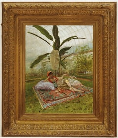 GIOVANNI BATTISTA FILOSA (Italian / French, 1850 - 1935). Dans la Serre (Indolence), Signed Giov.