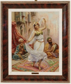 FABIO FABBI (Italian, 1861 - 1946). Oriental Dancer, Oil on canvas laid on board (framed under