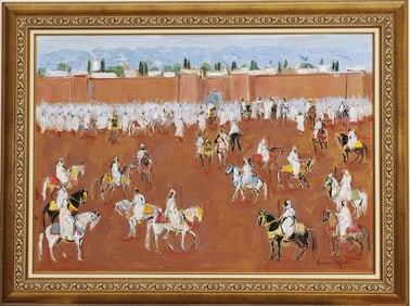 HASSAN EL GLAOUI (Moroccan / French, 1923 - 2018). Fantasia Horsemen, Signed Hassan el Glaoui lower