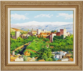 FELIX NUNEZ MOLINERO (Spanish, born 1941). View of the Alhambra, Granada, Oil on canvas. Signed