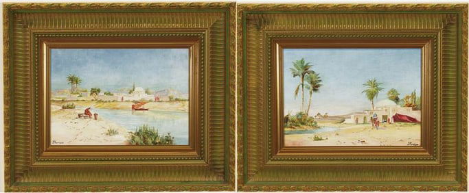 ENGLISH SCHOOL (early 20th century). Two Works: Oriental Landscapes, circa 1933, Oil on board. Each
