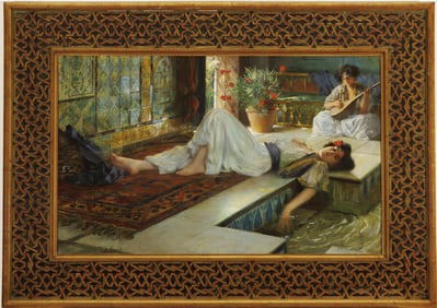 FERDINAND MAX BREDT (German, 1860 - 1921). Leisure of the Odalisques, Signed F.M. Bredt lower left.
