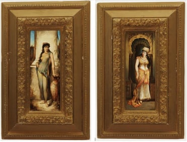 C. RUSTON (French, 19th century). A pair: Two Oriental Beauties, Oil on panel. One signed "C Ruston"