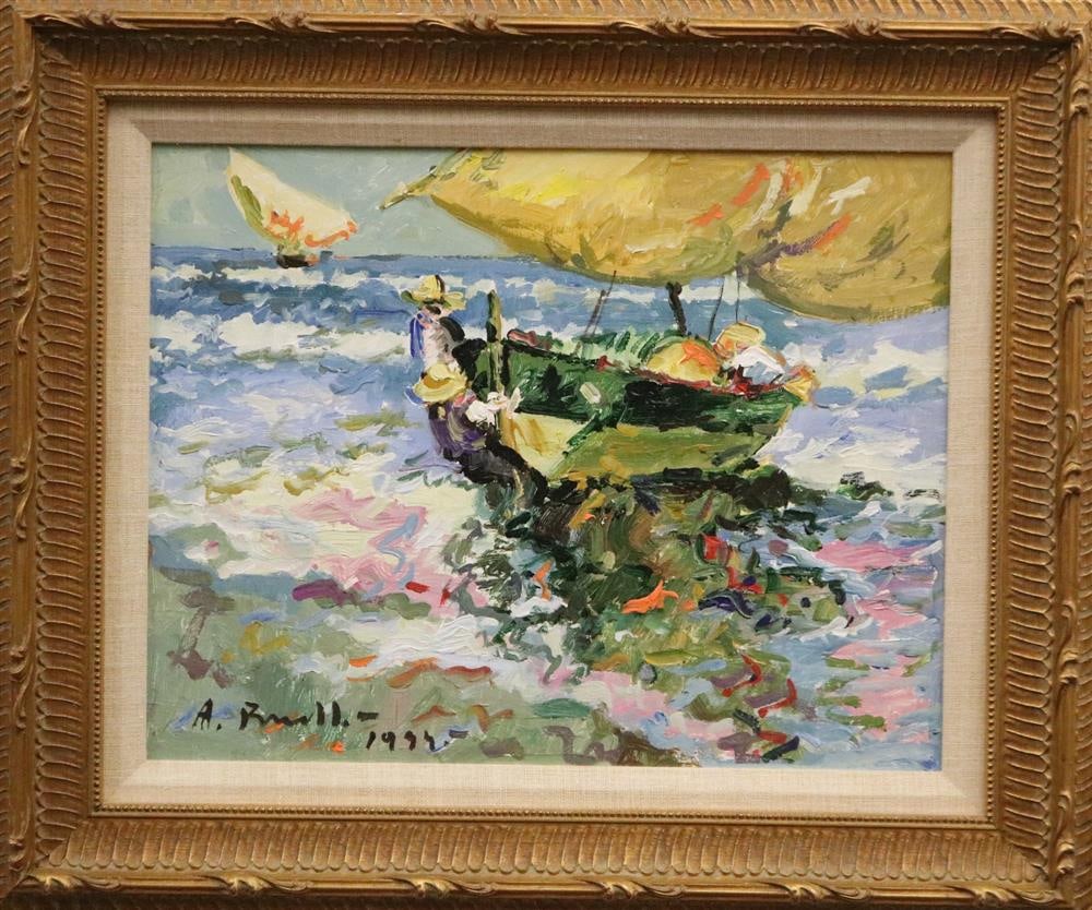 SPANISH SCHOOL (20th century). The Green Boat, 1994, Oil on canvas. Indecipherable signature and (1 of 14)