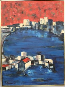 ROSEMARIE HAHN (German-American, 1931-2007). Aurora Borealis, 1969, Oil on canvas. Signed and dated