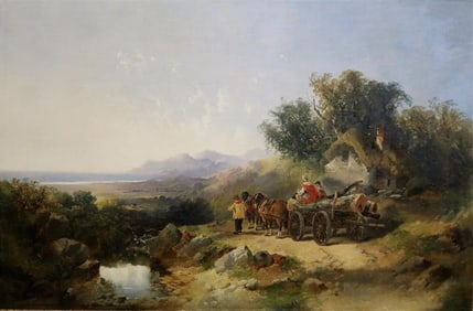 AFTER JOSEPH HORLOR (British, 1809 - 1887). The Timber Wagon, 19th century oil on canvas artwork.