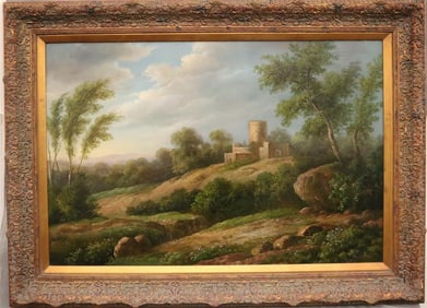 GARCIA NEGRETE (American, 20th century). The Old Italian Fort, Oil on canvas. Signed "G Negrete"