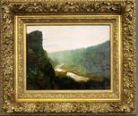 JOHN ATKINSON GRIMSHAW (English, 1836-1893). Landscape with a Winding River, 1868, Oil on board.