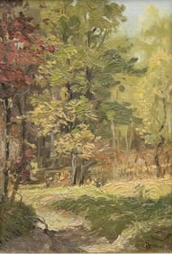 FRANCIS FOCER BROWN (American, 1891 - 1971). Indiana Landscape, Oil impasto on board. Signed lower