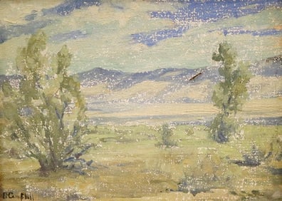 AMERICAN SCHOOL (20th century). Arizona Landscape, Oil on canvas. Signed "Campbell" lower left hand