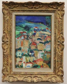 CONTINENTAL SCHOOL (20TH century). Colorful Urban View, Oil on canvas. Unsigned. Framed.
