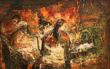 JOSE SALAZAR RUIZ ESPARZA. (Mexican, 1926 - 2006). Baby in a Cradle, Oil on canvas. Signed. "B Lewin